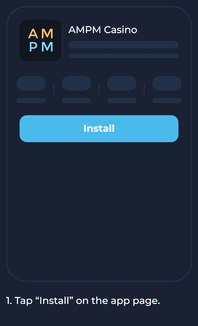 Install button on the AMPM Casino app card for Android