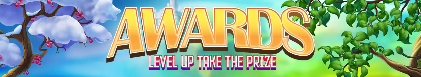 AMPM Casino VIP program art with the Awards title and the line Level up take the prize